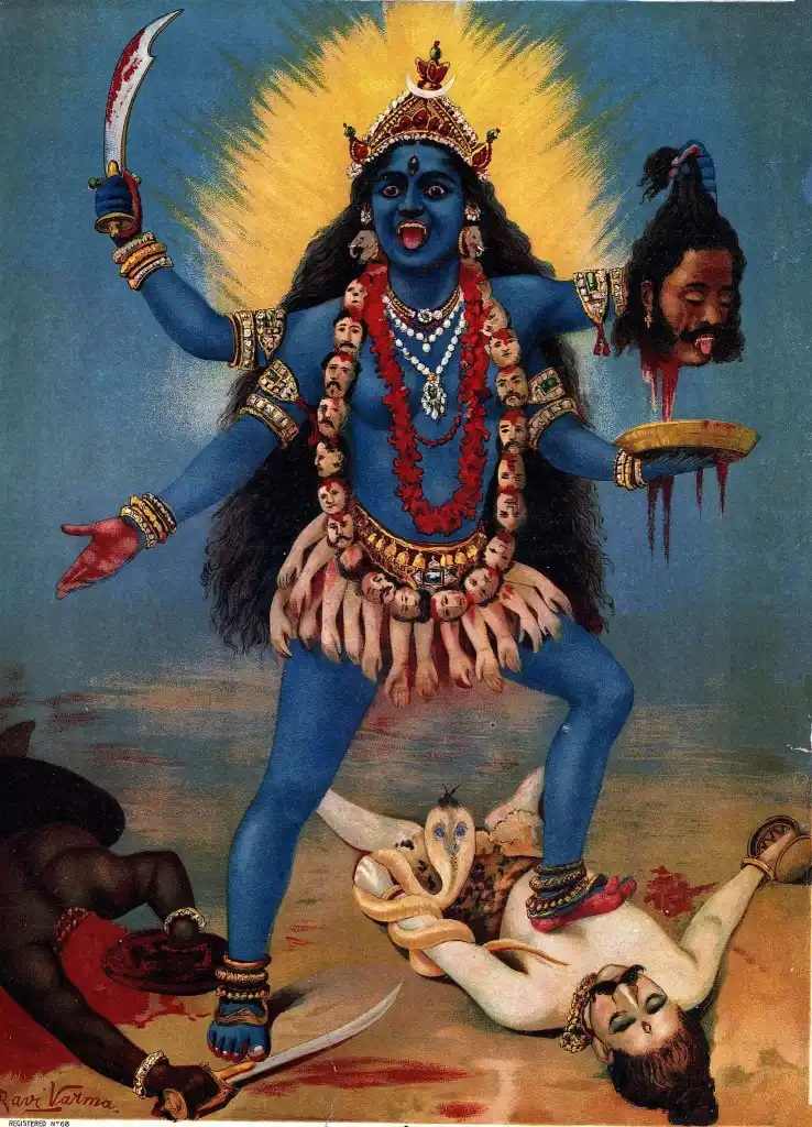 Goddess kali protecting Shiva