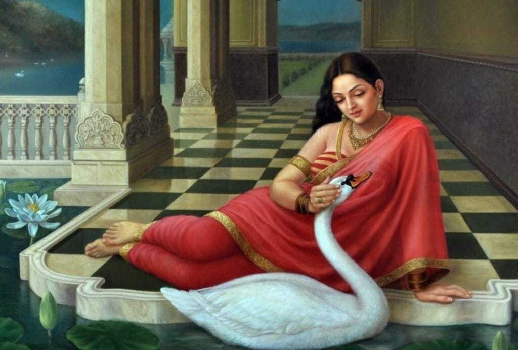 Lady and swan